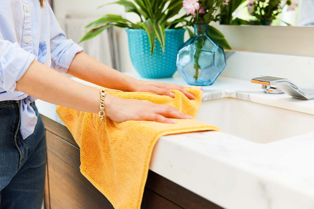 double-sided orange microfiber towel