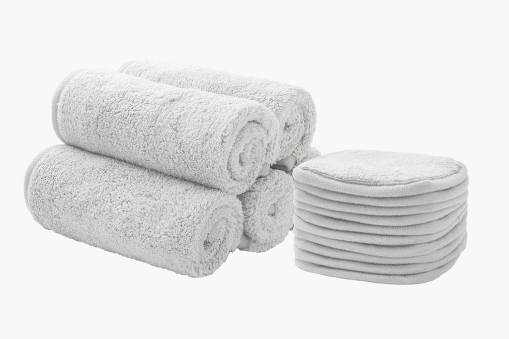 grey face cloths and makeup remover pads