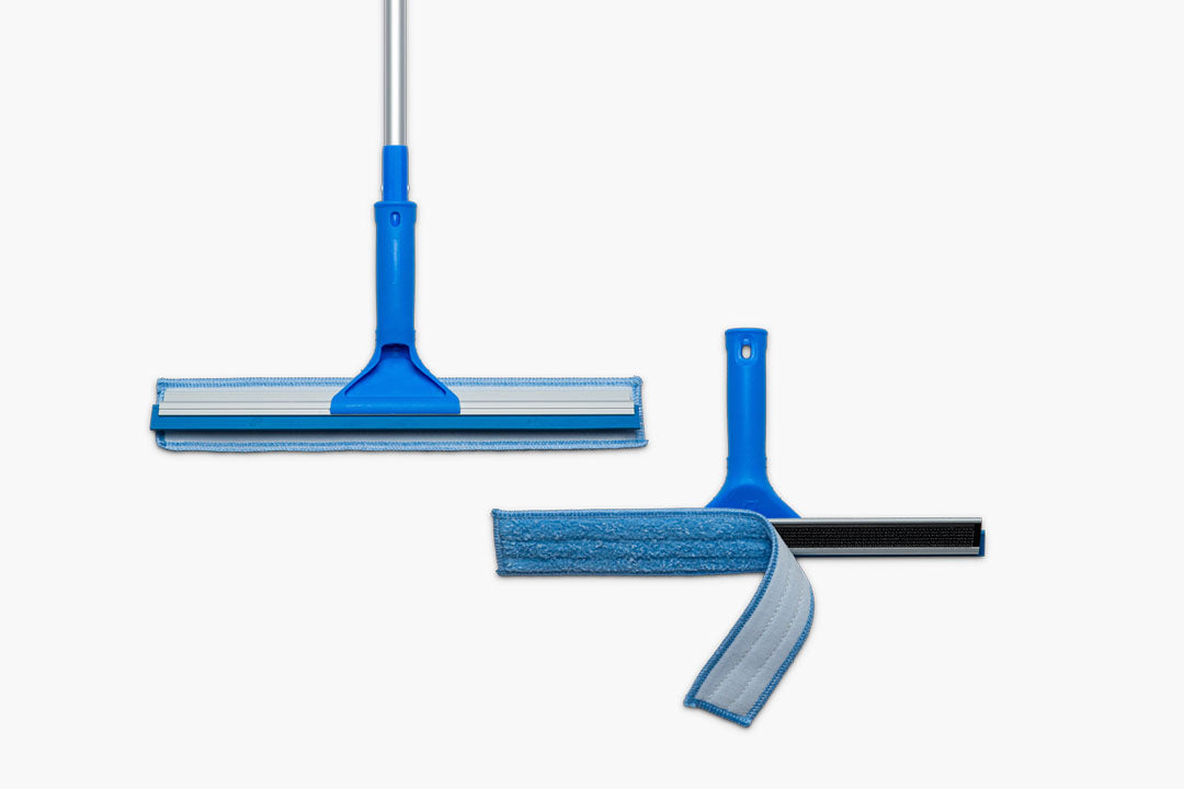 thumbnail image 2 of Upgrade Window Squeegee With Extension Pole - 12" Rubber Blade & Microfiber Scrubber, Streak-Free Cleaning 2 of 14